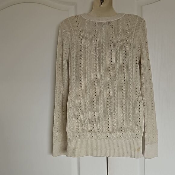 Banana Republic Women's Knitted V-neck Long Sleeves Sweater XS Pearl White - Picture 4 of 16